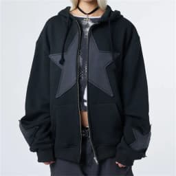 Women's Graphic Hoodie Y2k Zip Up Hoodies Star Patchwork Oversized Sweatshirt with Drawstring Aesthetic Pullover with Hood Shirt