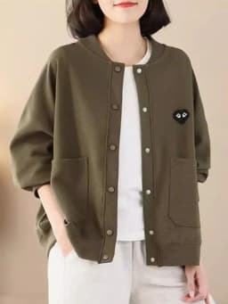 Casual Style plus Size Women's Cardigan Sweatshirt Spring Autumn Fashion Slimming Short Coat for Middle-Aged Mothers