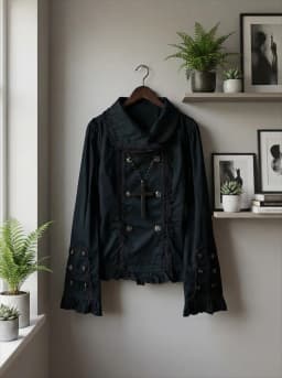 Harajuku Gothic Black Lace Trimmed Turtleneck Top Women Lace Trimmed ButtonUp Hoodie Y2K Trendy Streetwear Casual Ruffled Jacket