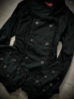 Harajuku Gothic Black Lace Trimmed Turtleneck Top Women Lace Trimmed ButtonUp Hoodie Y2K Trendy Streetwear Casual Ruffled Jacket