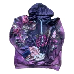 Casual French Flower Hoodie Top Women Autumn Spring Y2K Hoodie Floral Print Hoodie Loose Thin Polo Neck Coat Oversized Top New