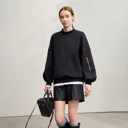 AMII Woman Sweatshirts 2025 Winter New Loose Thicken Stand-up Collar Sweatshirt For Woman Long Sleeve Warm Pullover Top 12544121