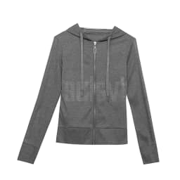 European Clothes Jacket Women Hooded Zipper Hot Diamonds Slim Top Casual Long Sleeve T-shit Autumn Winter