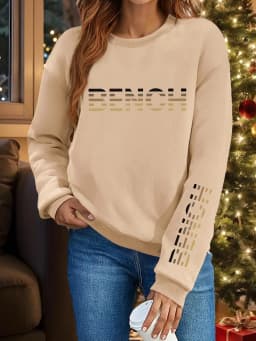 Women's Autumn and Winter Loose Casual Comfortable Merry Letter Pattern Printed Thick Long Sleeved Round Neck Hoodie Pullover