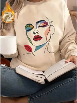 Women's Autumn and Winter Loose Casual Comfortable Merry Letter Pattern Printed Thick Long Sleeved Round Neck Hoodie Pullover