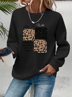 Women's Autumn and Winter Loose Casual Comfortable Merry Letter Pattern Printed Thick Long Sleeved Round Neck Hoodie Pullover