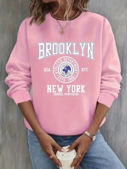 Women's Autumn and Winter Loose Casual Comfortable Merry Letter Pattern Printed Thick Long Sleeved Round Neck Hoodie Pullover