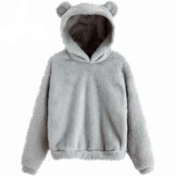 Autumn Winter Women's Hoodies Winter Women Long Sleeve Rabbit Ear Hood Sweatshirt Cute Plush Warm Casual Hoodie Tops