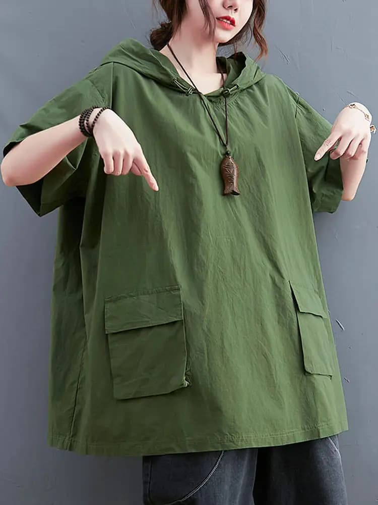 plus Size Loose Fit ort Sve Women's T-irt Korean Sle Belly Covering Slimming Top Summer Trendy plus Size Sister