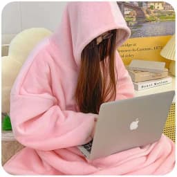 Thickened Flannel Lamb Velvet TV Blanket Sweatshirt Fleece Sweater Lazy Person's Blanket Warm Home Nap Casual Wear Couple