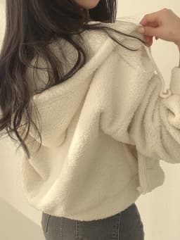 Women's Zipper Hooded Faux Lamb Velvet Sweatirt Jaet Autumn Winter College Sle Small Size Fluffy Cardigan Top