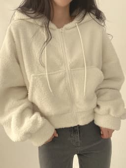Women's Zipper Hooded Faux Lamb Velvet Sweatirt Jaet Autumn Winter College Sle Small Size Fluffy Cardigan Top