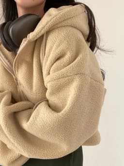 Women's Zipper Hooded Faux Lamb Velvet Sweatirt Jaet Autumn Winter College Sle Small Size Fluffy Cardigan Top