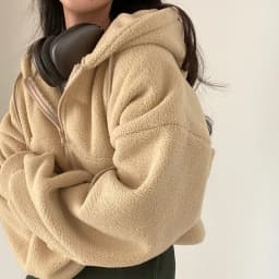 Women's Zipper Hooded Faux Lamb Velvet Sweatirt Jaet Autumn Winter College Sle Small Size Fluffy Cardigan Top