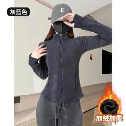 Women's Slim Fit Fleece Lined Short Cardigan Sweater Stand Collar Thickened Waist Shaping Autumn Winter Fashion Outerwear