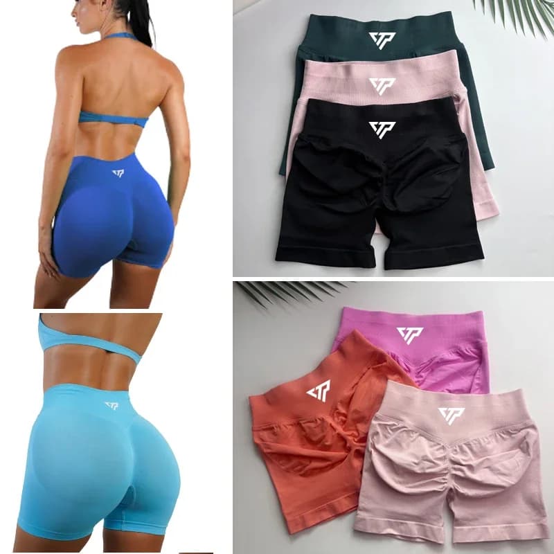 Keep That Pump Women Yoga Shorts Gym Shorts Recoil Scrunch Shorts Seamless Silicone Printed High Quality Fitness Sport Shorts