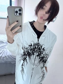 Y2K Subculture Gender Neutral Hoodie Jacket Spring Autumn 2025 Loose Fit Zip Up Thin Coat Harajuku Streetwear Gothic Outfit New