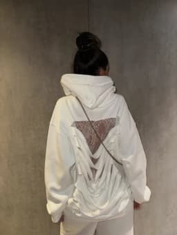 American Gothic Translucent Mesh Hoodie Y2Kwomens Fashion Sexy Ribbon Backless Hollow Oversized Hoodie Sweatshirt Casual Jacket