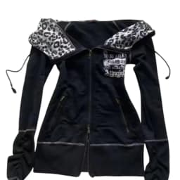 millennium y2k goth punk wind restoring ancient ways leopard grain printing charge show thin waist splicing skulls hooded fleece