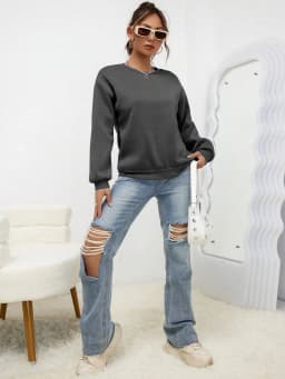 Solid Color Multicolor Woman Hoodie Casual Comfortable Clothing Loose Trendy Sweatshirt Autumn Crewneck Female Pullovers