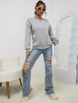Solid Color Multicolor Woman Hoodie Casual Comfortable Clothing Loose Trendy Sweatshirt Autumn Crewneck Female Pullovers