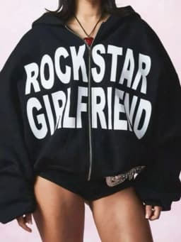 English printed hooded zipper sweatshirt casual trendy street fashion sweet and cool Harajuku daily wear classic and fashionable