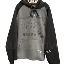 Autumn Japanese Kawaii Cute Y2k Aesthetic Patchwork Fleece Hoodie Women Cartoon Cat Print Harajuku Retro Streetwear Sweatshirt