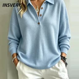 Fashion Solid Color Long Sleeve Sweatshirt Woman Casual Turn Down Collar Button Oversized Sweatshirts Women Pullover Lady Shirts