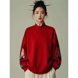 Red Loose Women's Hoodie Jaet Autumn Winter plus Size Faionable Chinese Top Large 300 Pou Sli Commute