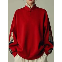 Red Loose Women's Hoodie Jaet Autumn Winter plus Size Faionable Chinese Top Large 300 Pou Sli Commute
