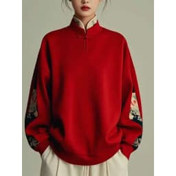 Red Loose Women's Hoodie Jaet Autumn Winter plus Size Faionable Chinese Top Large 300 Pou Sli Commute