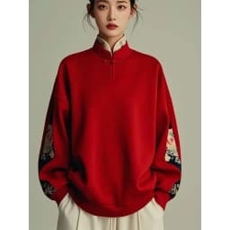Red Loose Women's Hoodie Jaet Autumn Winter plus Size Faionable Chinese Top Large 300 Pou Sli Commute