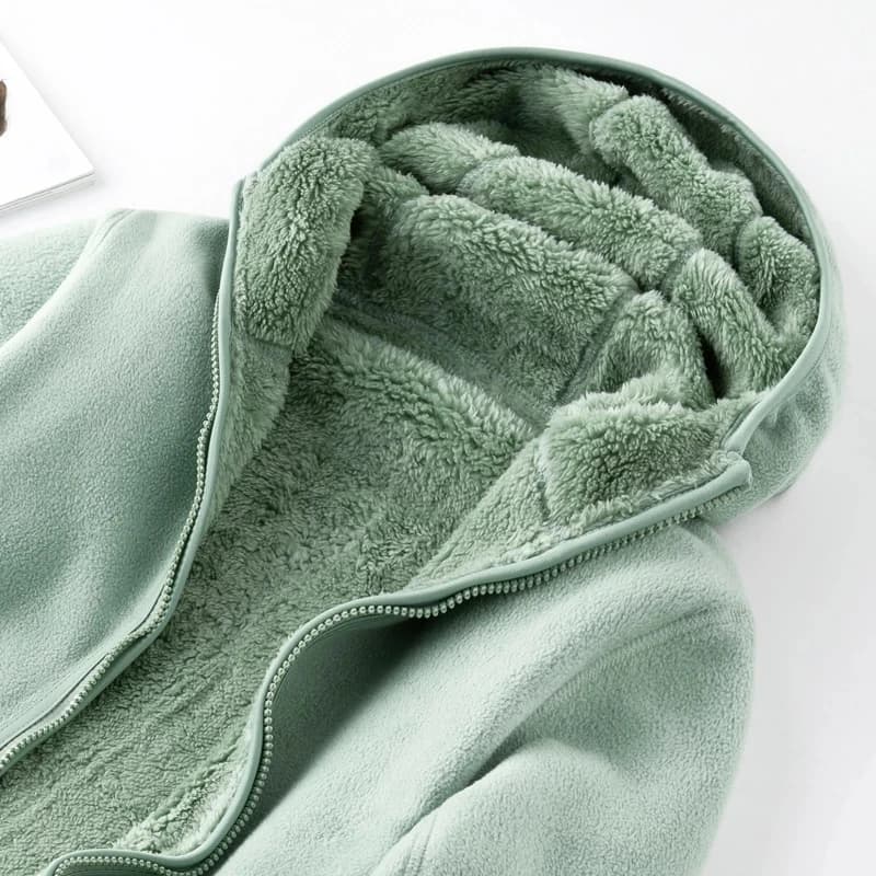 Women Pullover Sweatshirts Winter Unisex Reversible Hoodie Warm Polar/Coral Fleece Hooded Jacket Ladies Flannel Coat Hoody