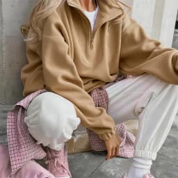 Original Fall Winter Lamb Fleece Hoodie Women Casual Loose Thick Zipper Long Sleeve Lapel Pullover Top Lady Hoodies Streetwear