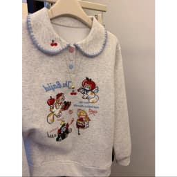 Cute Cartoon Embroidered Doll Collar Sweatshirt Fashionable Casual Versatile Large Size Spring Autumn New Style Sweet Top