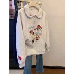 Cute Cartoon Embroidered Doll Collar Sweatshirt Fashionable Casual Versatile Large Size Spring Autumn New Style Sweet Top