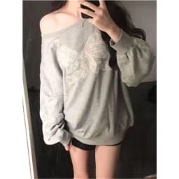 Woman American Vinrage Grey Street Sweatshirt Y2k Letter Printing Long Sleeve Casual Warm Oversize Baggy Ladeies Tops Autumn