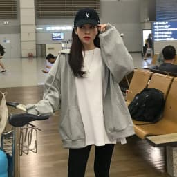 Grey Sweatshirt Women Loose Korean Version Spring Autumn New Zipper Jacket Student Casual Sports Top Hoodie Thin Long Sleeve