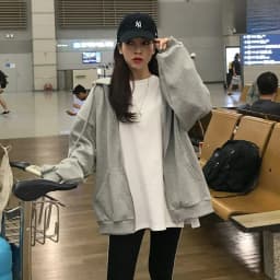 Grey Sweatshirt Women Loose Korean Version Spring Autumn New Zipper Jacket Student Casual Sports Top Hoodie Thin Long Sleeve