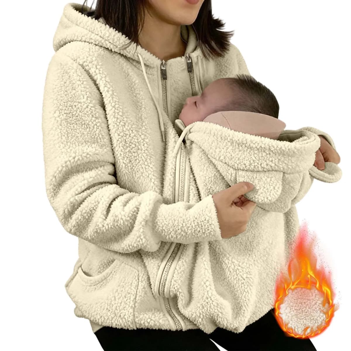 2-In-1 Maternity Clothes Autumn Winter Plush Hoodies Kangaroo Design Big Pockets Jackets For Pregnant Women Warm Baby Wearing