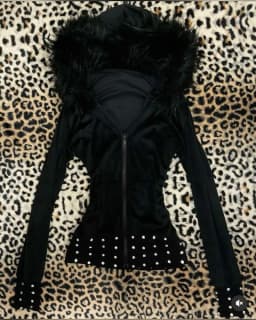 Fashion Y2K Women Spring/Autumn Casual vintage Slim hoodie Long-sleeved Rhine stone Pattern printed zipper jacket 2000s tops emo