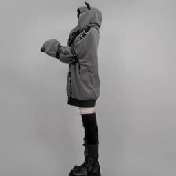 Y2k Aesthetic Letter Print Punk Hoodies Women Grunge Loose Pocket Oversized Hoody Harajuku Casual Streetwear Zipper Sweatshirts