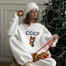 New Cute Bear Printed Oversized Sweatshirt Women Long Sleeve Round Neck Loose White Casual Hoodies Female Clothes Spring 2026