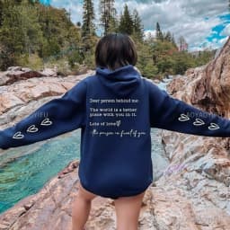 Dear Person Behind Me Hoodie Be Kind Sweater Mental Health Positive Jumper Suicide Awareness Hoodie Heart Sleeve Detail Pullover