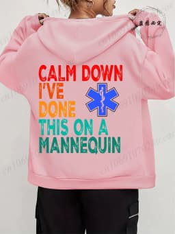 Women Leopard Nurse Life Print Hoodie Long Sleeve Casual Zipper Hoodie Nursing Fall Winter Jacket Coat Emergency Nurse Hoodies