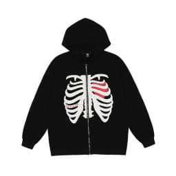Y2K Skeleton Hoodies Women 2025 Vrouwen Gothic Zwart Zip Up Oversized Sweatshirt Dames Retro Harajuku Capuchon Streetwear Tops