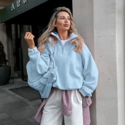 Talenza Women's Sports Pullover Sweatshirt Autumn New Pink Long Sleeve Loose Sweatshirt Casual Stand Collar Women's Pullover Y2k