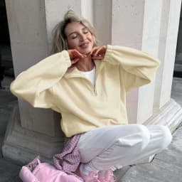 Talenza Women's Sports Pullover Sweatshirt Autumn New Pink Long Sleeve Loose Sweatshirt Casual Stand Collar Women's Pullover Y2k