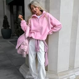 Talenza Women's Sports Pullover Sweatshirt Autumn New Pink Long Sleeve Loose Sweatshirt Casual Stand Collar Women's Pullover Y2k
