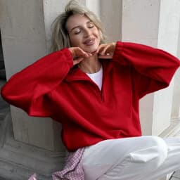 Talenza Women's Sports Pullover Sweatshirt Autumn New Pink Long Sleeve Loose Sweatshirt Casual Stand Collar Women's Pullover Y2k